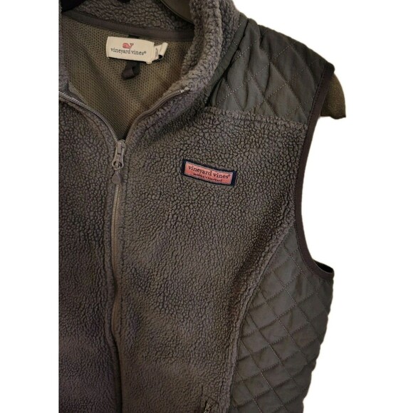 Vineyard Vine  Fleece Vest Jacket Size M Fully Zip Pockets Gray - Picture 4 of 8